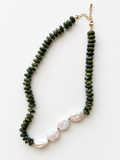 Olive Jade & Pearl Necklace